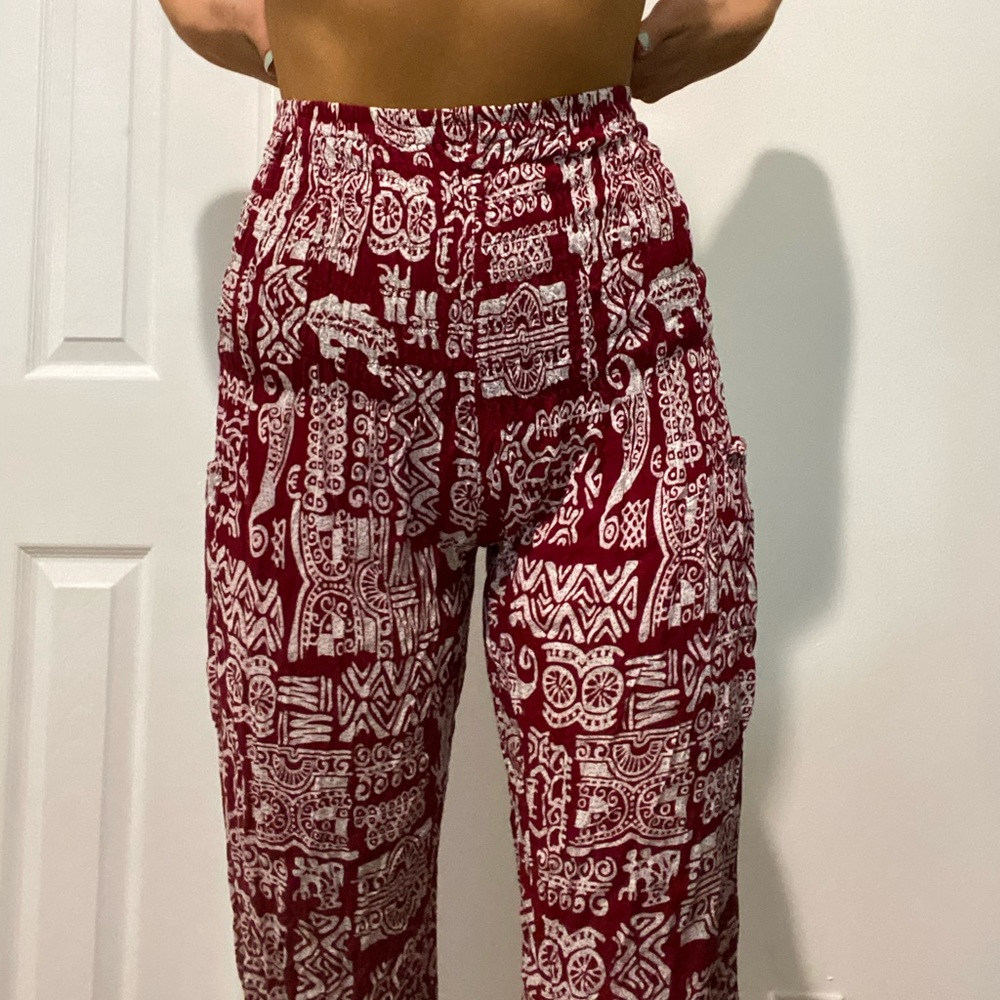 Patterned Red Women's Pants